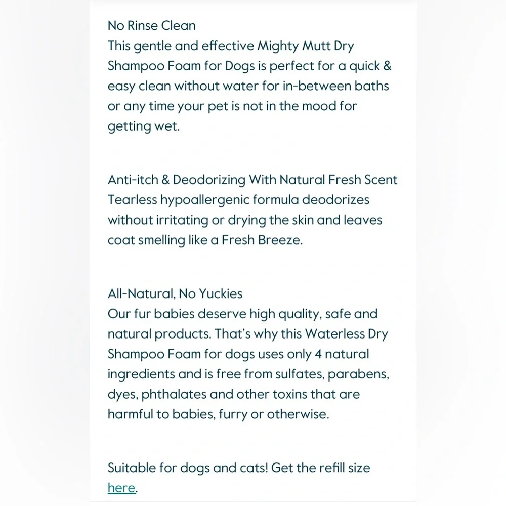 Mighty Mutt Waterless Foam Shampoo